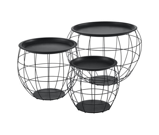 Mesa de centro Trier com prateleira de aglomerado Preto
