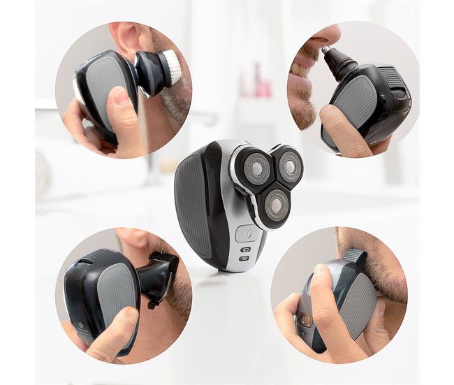 Máquina de Barbear Recarregável Ergonómica Multifunções 5 em 1 Preto