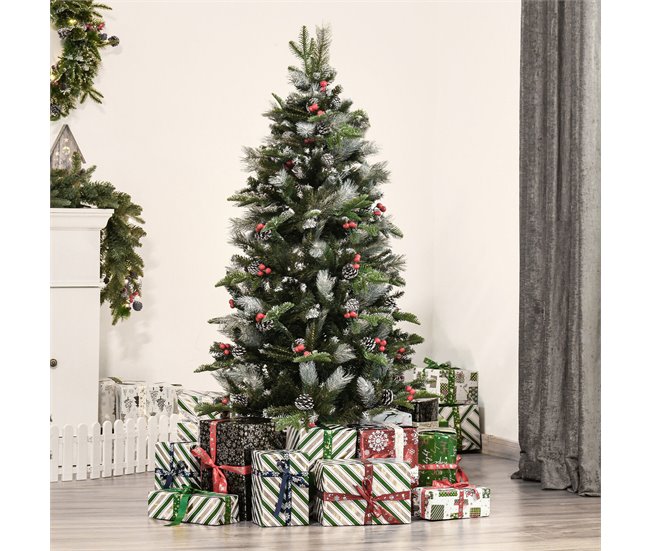 Árvore de Natal PVC, PE, Aço HOMCOM, casa - natal Verde