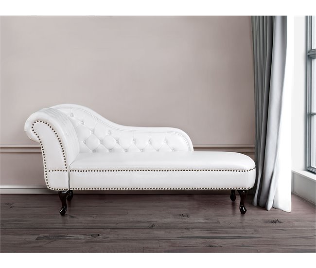 Beliani Chaise longue versão à esquerda Pele sintética NIMES Branco