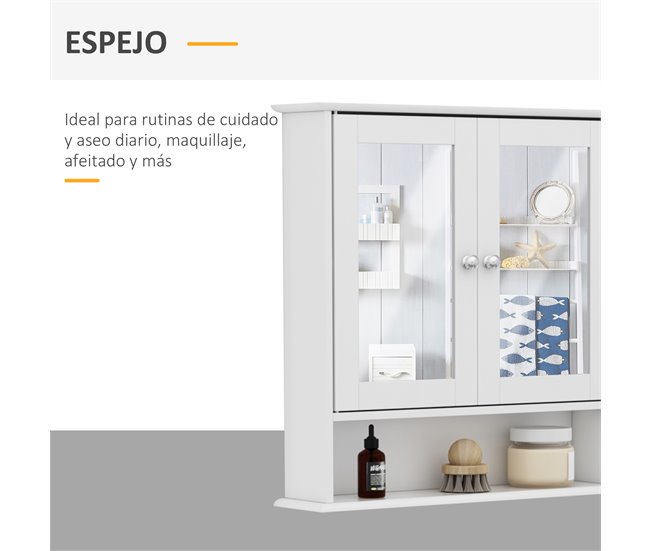Armário de parede MDF espelho de vidro kleankin 56 Branco