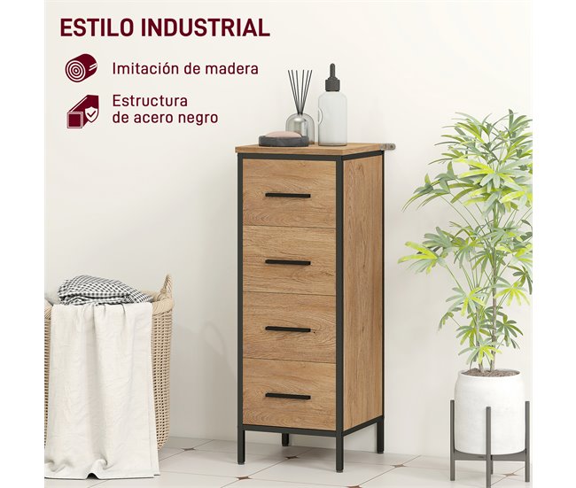 Armário Casa de Banho Melamina de Madeira HOMCOM Castanho