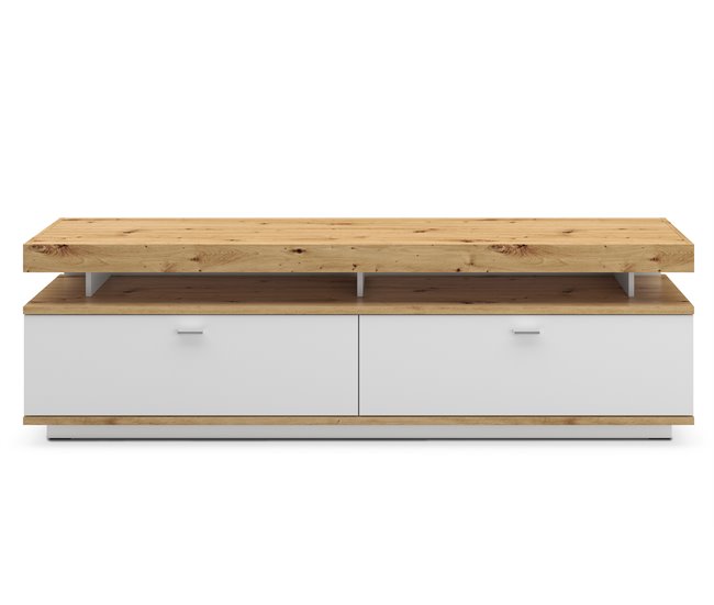 Móvel de televisão 190cm 2 gavetas CORSO Branco/ Madeira