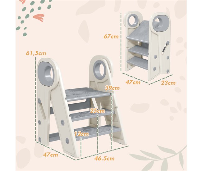Escada de Apoio para Crianças HDPE e PP AIYAPLAY Cinza