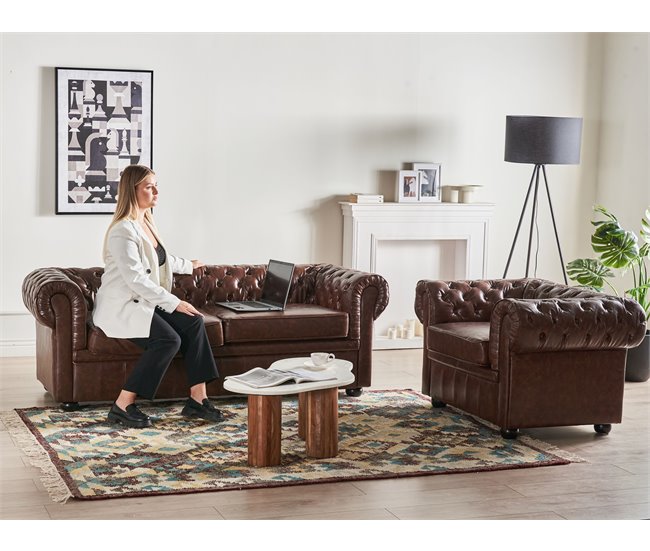 Beliani Poltrona CHESTERFIELD Bege