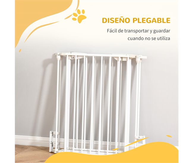 Barreira de Segurança Metal e Plástico PawHut Branco
