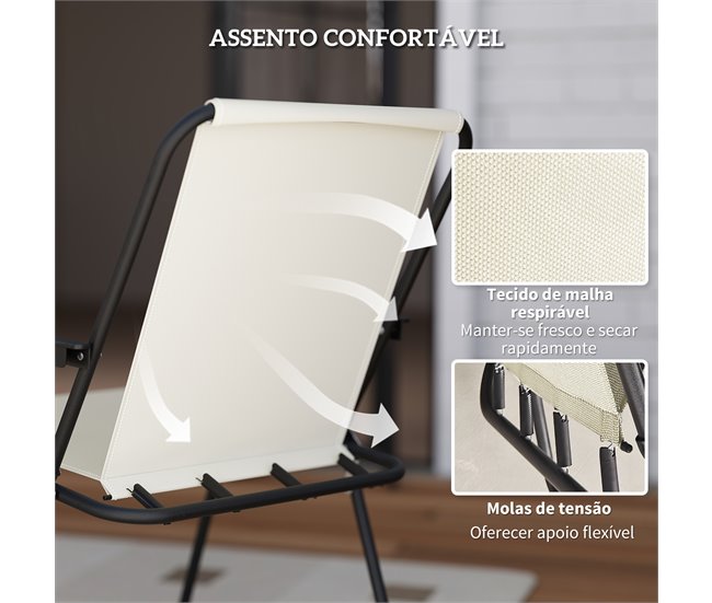Conjunto de Móveis de Jardim Aço e Textilene Outsunny Cru