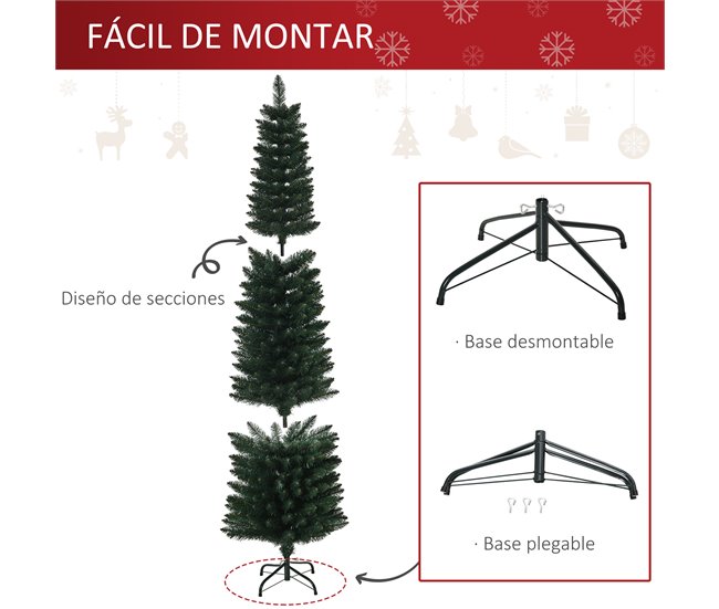 Árvore de Natal Artificial PVC, Metal HOMCOM, casa - natal Verde