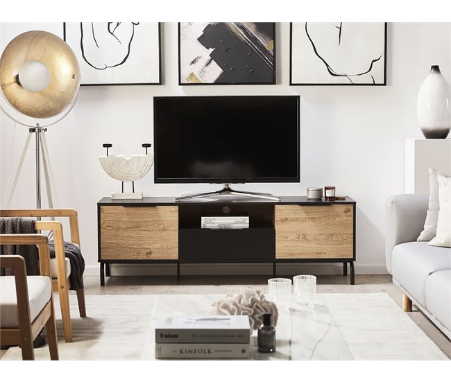 Beliani Mesa de TV ARKLEY 160 Preto