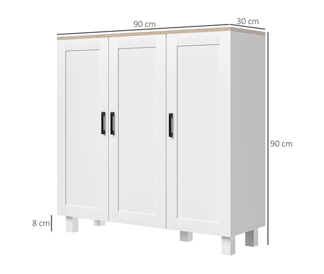 Aparador Melamina de Madeira HOMCOM 90 Branco