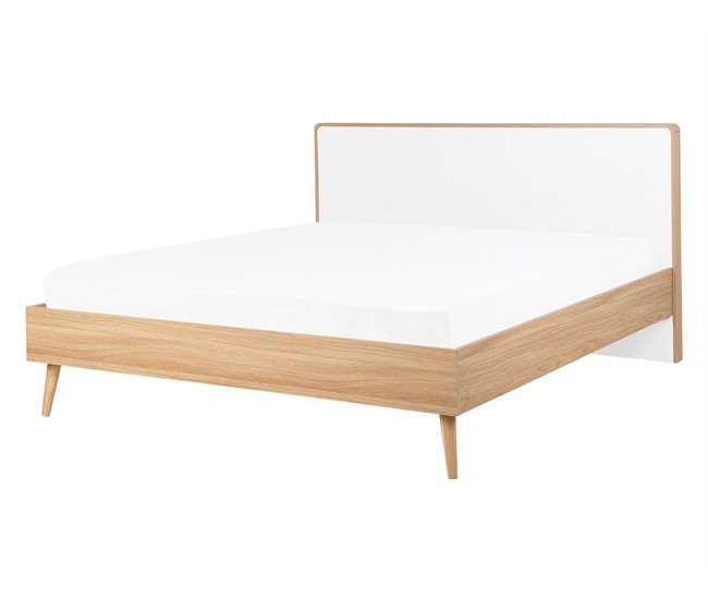 Beliani Cama com LED MDF SERRIS 148x215 Castanho