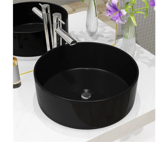 Lavatório - Lavabo - Pia de banheiro redondo Preto
