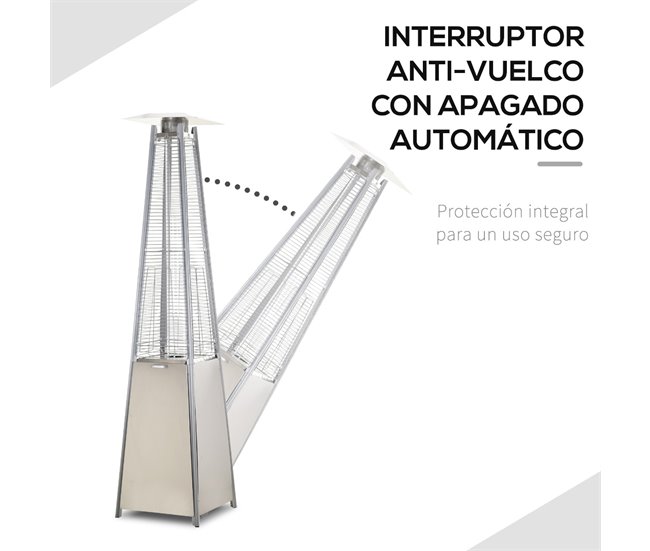 Aquecedor a Gás para Exterior Aço Inoxidável Outsunny Prata