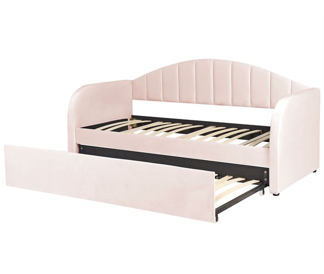 Beliani Cama nido Terciopelo EYBURIE 99x217 Cinza Claro