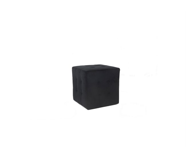 Puff CLASSIC preto rígido de veludo 35x35cm Preto