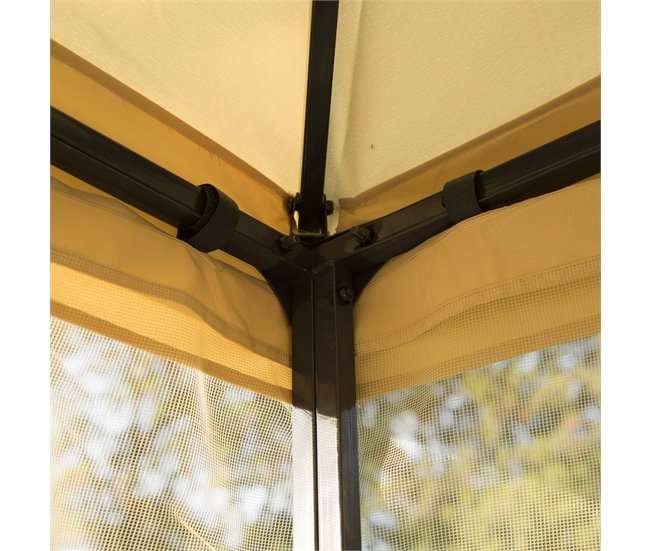 Pérgola de Exterior Aço e Poliéster Outsunny 300x300 Bege