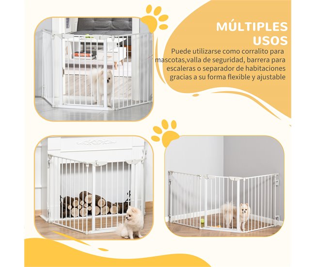Barreira de Segurança Metal e Plástico PawHut Branco