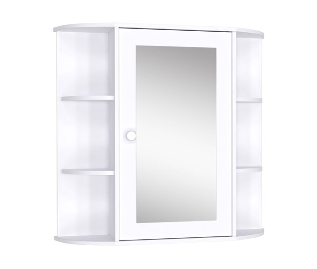 Armário com Espelho MDF e Vidro HOMCOM, casa - casa de banho 66 Branco