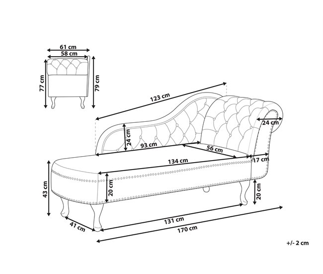 Beliani Chaise longue versão à direita Pele sintética NIMES Branco