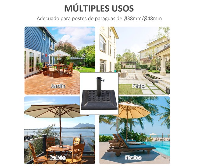 Base para Chapéu de Sol Resina Outsunny 44x44 Multicor