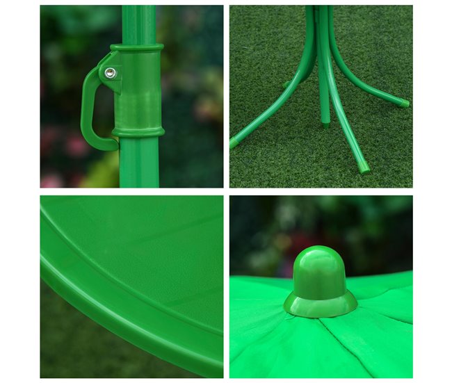 Conjunto Mesa e Cadeiras Exterior Infantil Metal e Poliéster Verde