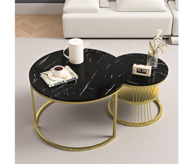 Conjunto de duas peças, mesa de centro, mesa lateral 70x70 Branco