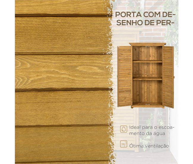 Armário de Madeira Madeira de Abeto Outsunny Castanho