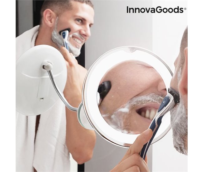 Espelho de Aumento LED com Braço Flexível e Ventosa IG814786 Branco