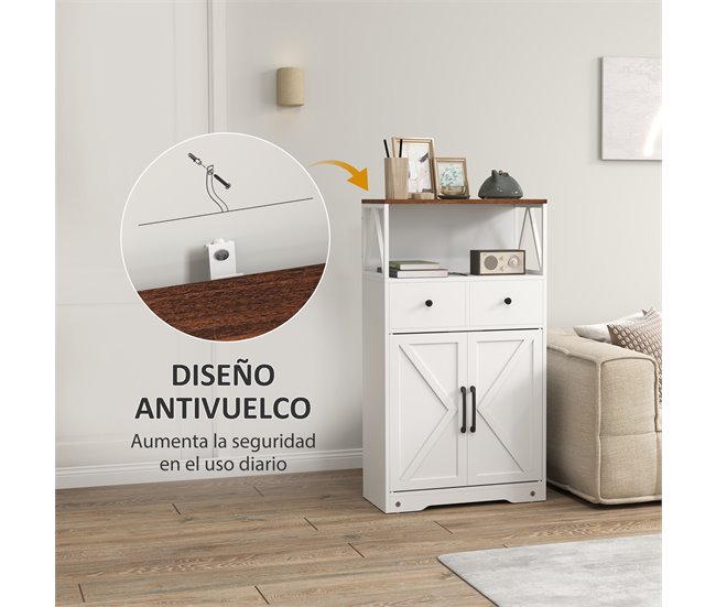 Armário de Cozinha Melamina de Madeira e Aço HOMCOM Branco