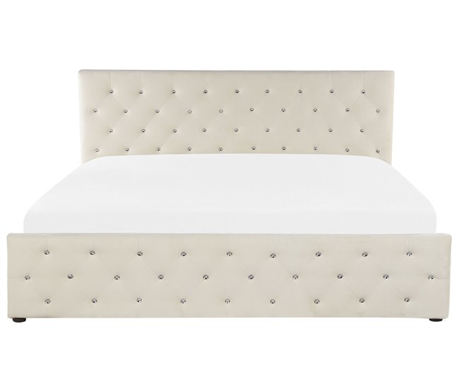 Beliani Cama com estrado Veludo AMIENS 191x217 Bege