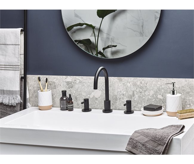 Beliani Conjunto de acessórios de banho LEBU Branco