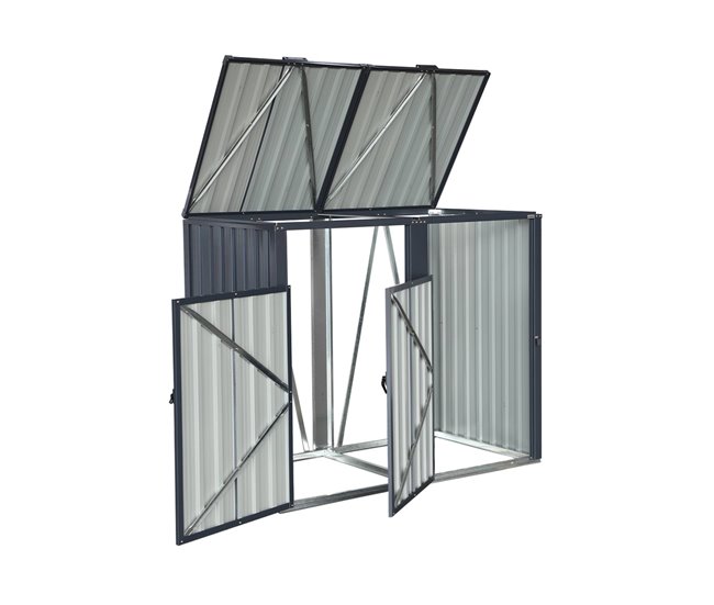 Abrigo para caixote do lixo em aço galvanizado 146 Cinza