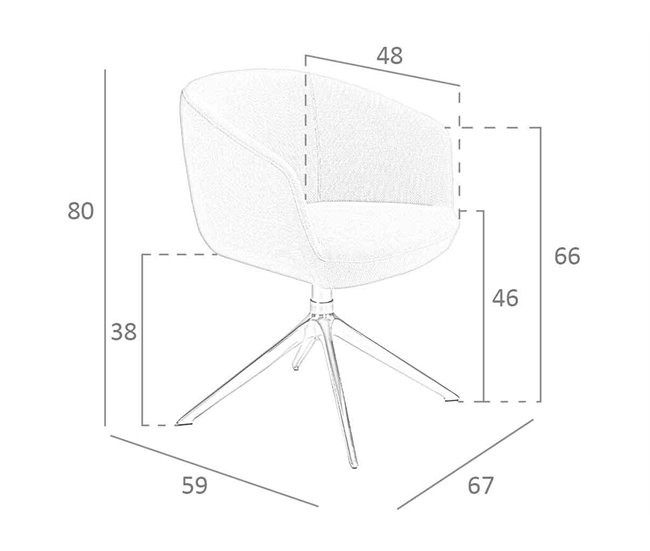 ANGEL CERDA Cadeira giratória em tecido cinzento claro AlumÍnio