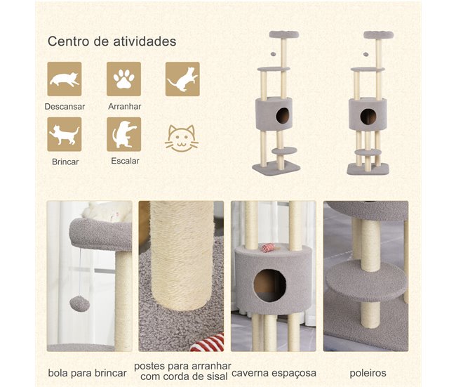 Arranhador para Gatos Aglomerado e Sisal PawHut Cinza