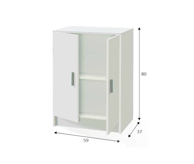 Armário multiuso com 2 portas com efeito madeira Branco