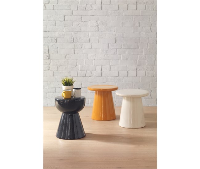 Banqueta/auxiliar em cerâmica Creme