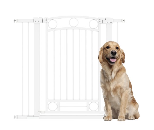 Barreira de Segurança Cães Aço e PA PawHut Branco