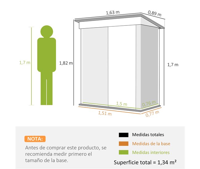 Abrigo de Exterior Aço e PP Outsunny Verde