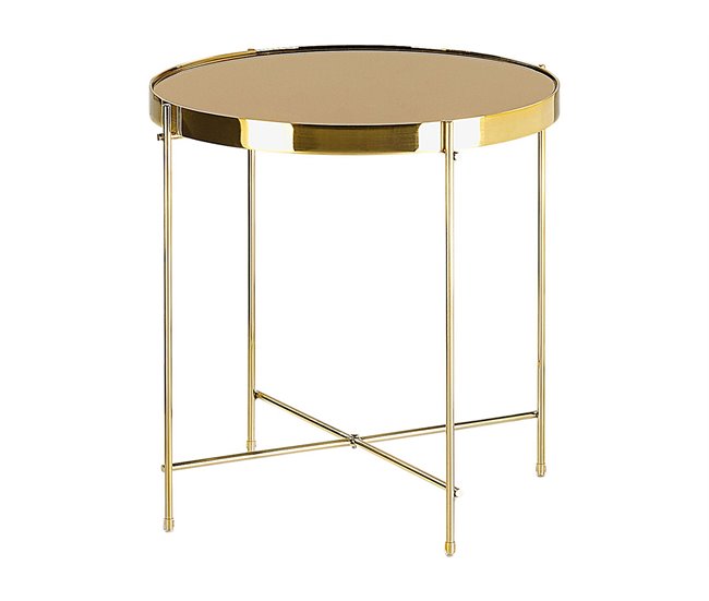 Beliani Mesa auxiliar LUCEA 40x40 Dourado