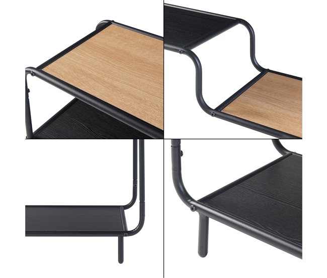 [en.casa] Estante de chão Kristiansand  6 prateleiras metal MDF Carvalho