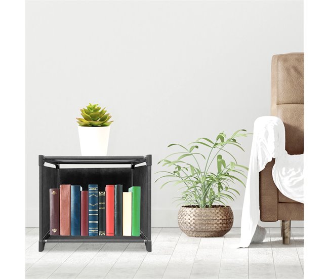 Prateleira de Organização 2 Pisos PVC e Tecido Nyana Home 31x41x29 cm 41 Preto