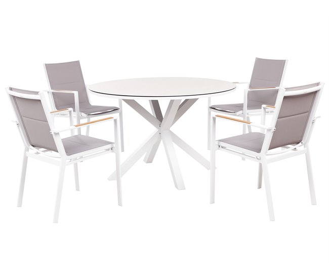 Beliani Conjunto de refeição MALETTO/BUSSETO Branco/cinza