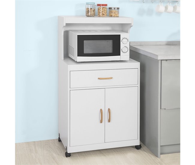 Aparador para microondas com 2 portas e 1 gaveta FSB12-W SoBuy Branco