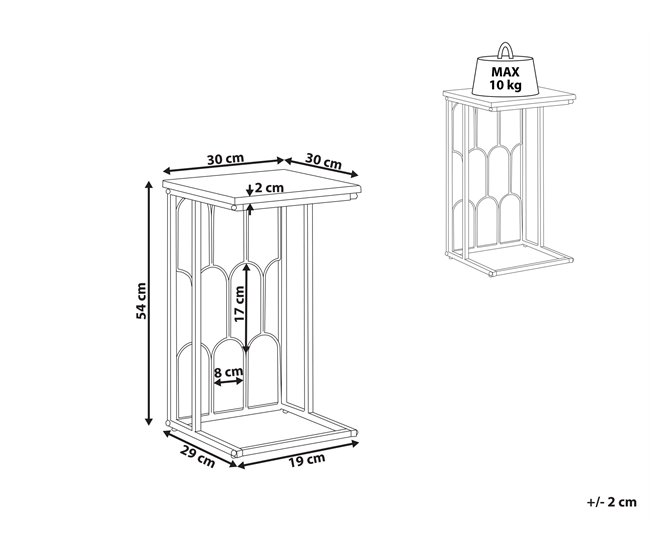 Beliani Mesa auxiliar PANDALE 30x30 Branco