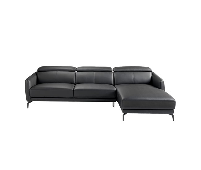 ANGEL CERDA Sofá chaise longue em pele de vaca Preto