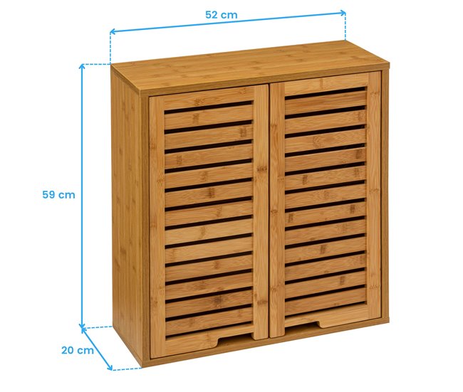 Aparador moderno de bambu Sicela com 2 portas Castanho