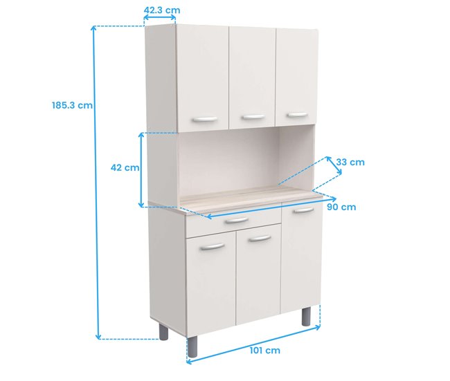 Armário de cozinha com 6 portas Branco/ Madeira