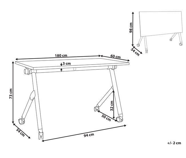Beliani Secretária dobrável BENDI 180x60 Madeira Clara