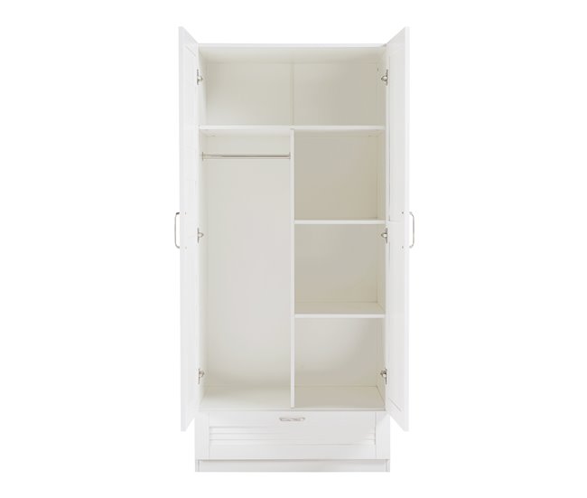 Armário de roupeiro com acabamento 1 bengaleiro 1 gaveta [en.casa] Branco