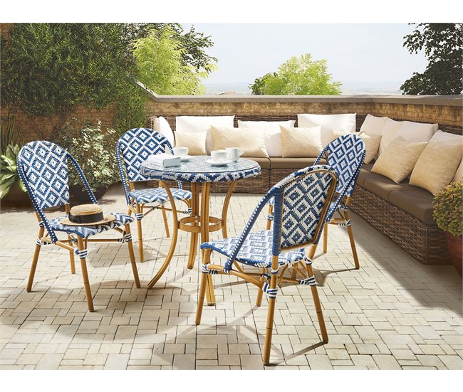 Beliani Mesa de jardim RIFREDDO 70x70 Azul Marino